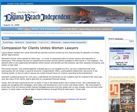 Olenicoff Zinser in Laguna Beach Independent